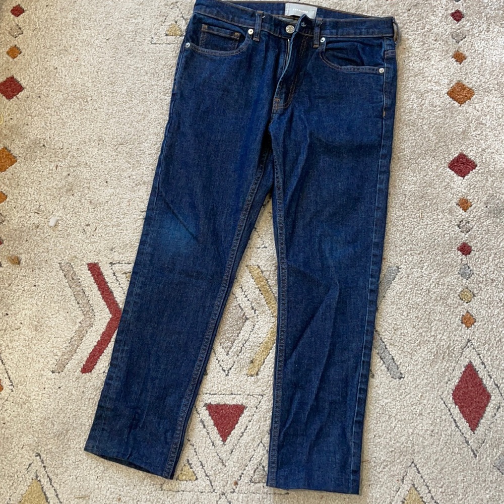 Everlane Mens Dark Wash Slim Jeans Hemmed 30